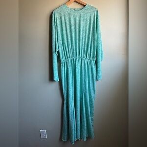 Albert Nipon Seafoam Green Printed Maxi Dress